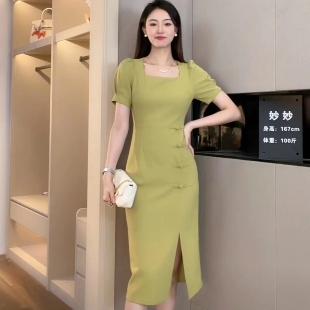 年终请沧/25夏季时尚优雅清凉女神修身显瘦连衣裙 6510 QC