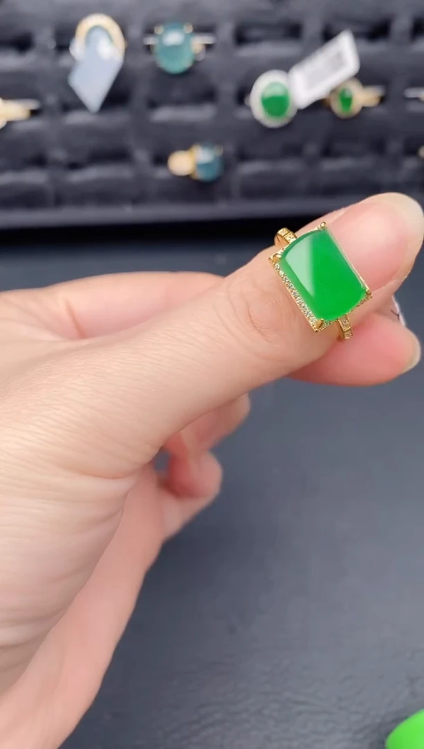 银S925镶嵌戒指翡翠天然a货翡翠279