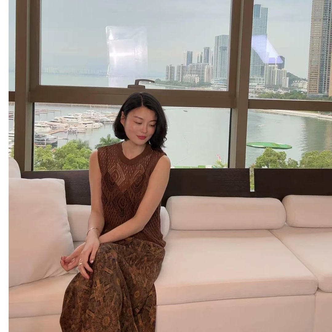 TANTAN 百搭显瘦无袖镂空针织衫1456