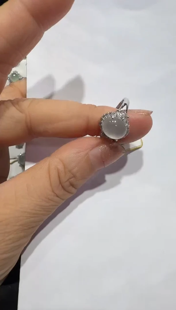 银S925镶嵌戒指翡翠925银镶翡翠戒指镶嵌98