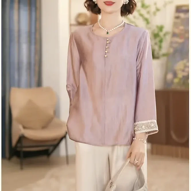 2025新款妈妈装春夏时尚气质中年女装宽松新中式小衫