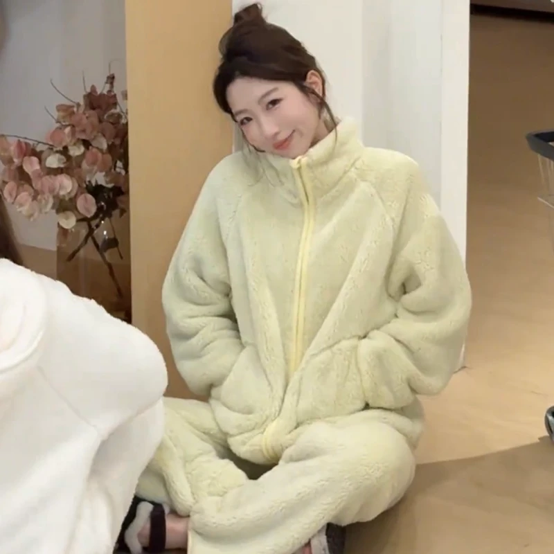 秋冬新款珊瑚绒睡衣女2025加绒加厚可外穿家居服防静电休闲保暖女