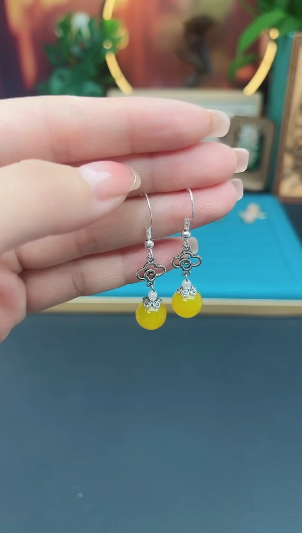 玛瑙/玉髓耳饰银S925镶嵌702000