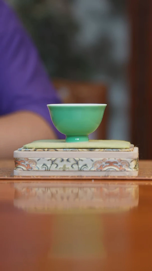 杯子景德镇高温瓷绿色小杯