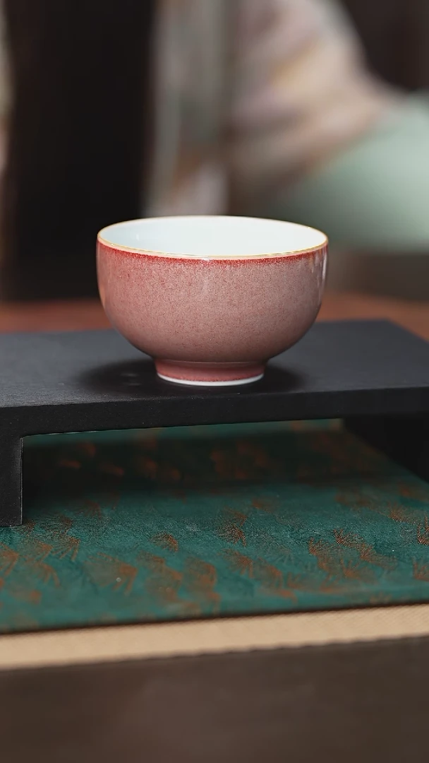 【闪购商品】摆件耕道堂豇豆红直口圆满杯