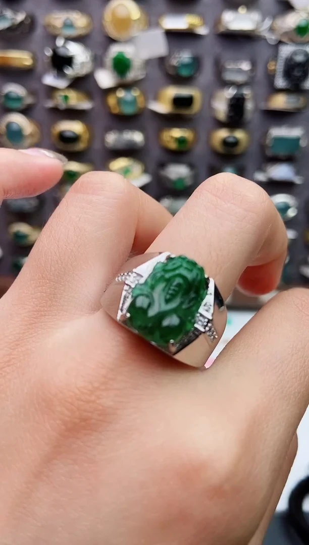 未镶嵌戒指翡翠天然翡翠男戒