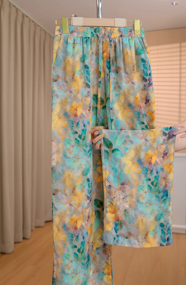 杭州正品夏季新款凉快透气时尚休闲带口袋阔腿长裤15027空空2