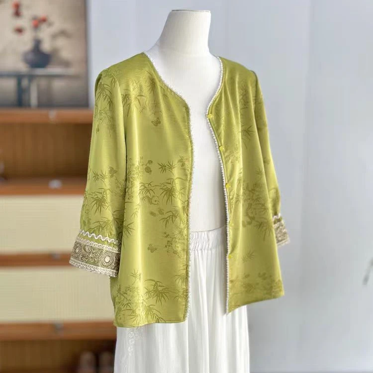 【苗姐衣橱】高级感新中式薄款手工串珠小衫95036