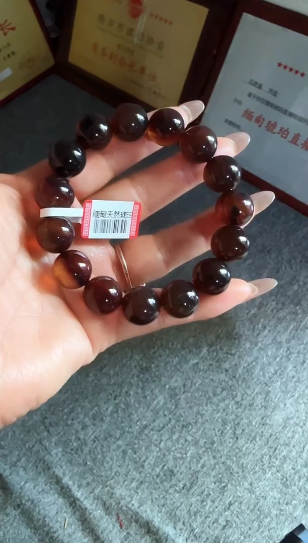 手串琥珀未镶嵌#55缅甸琥珀翁珀手串14mm