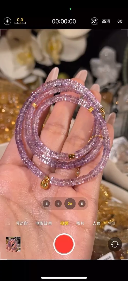 未镶嵌手串水晶三圈渐变紫水晶5咪