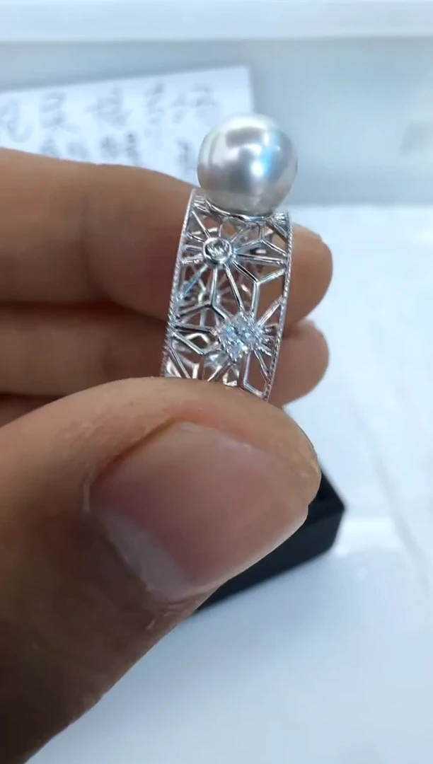【闪购商品】海水珍珠戒指银S925镶嵌戒指