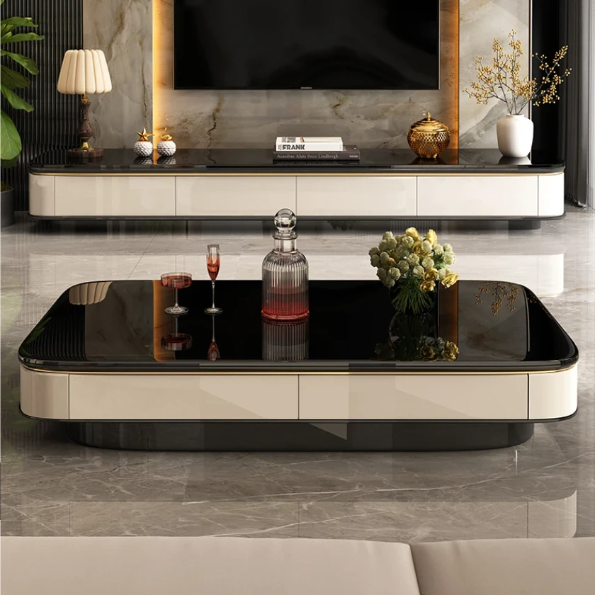 实木轻奢高级感茶几客厅家用意式极简2025新款大理石创意现代茶几