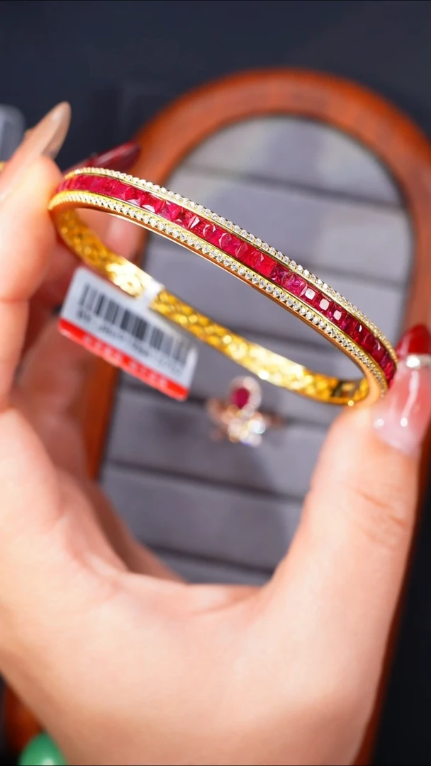 银S925镶嵌戒指红宝石喜**?手镯