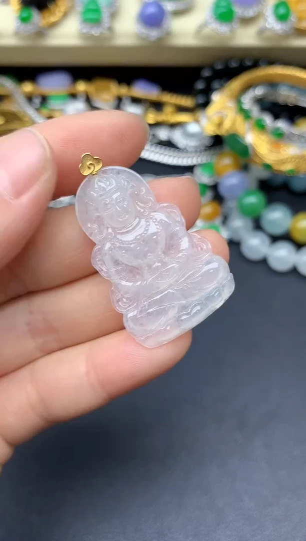 颈饰18K金镶嵌翡翠113-雪姐翡翠天天见