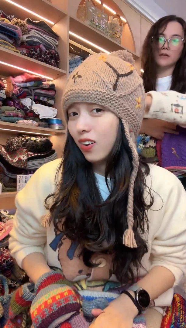 羊毛百羊毛提花护耳帽