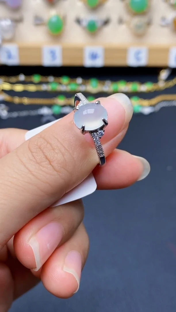 银S925镶嵌戒指翡翠7068