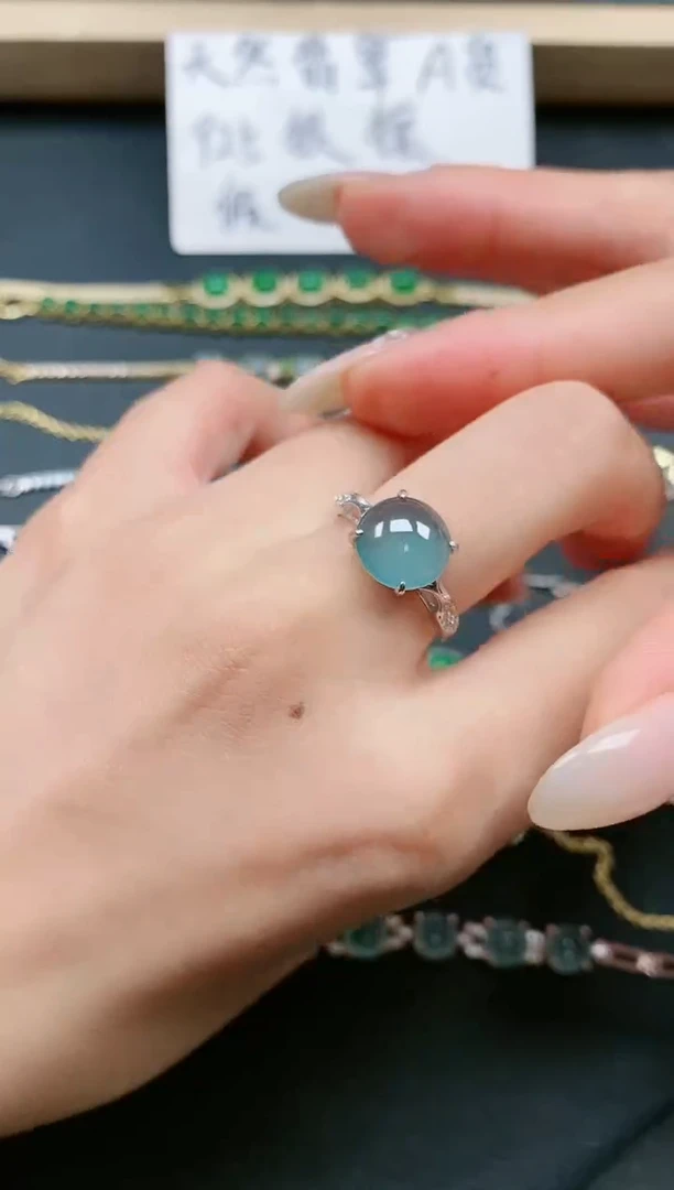 翡翠戒指银S925镶嵌111111