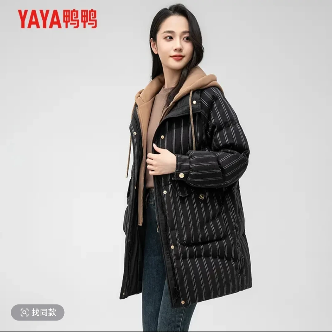 YAYA/鸭鸭冬季新款时尚假两件潮流休闲韩版羽绒服女士YE3B630255L