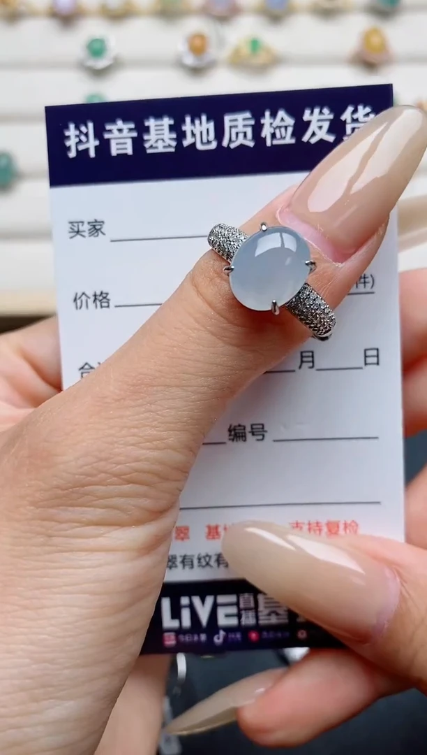 翡翠戒指银S925镶嵌.