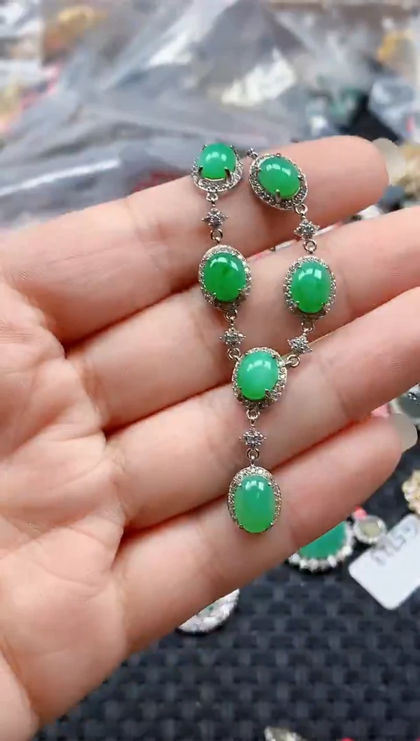 银S925镶嵌戒指翡翠天然A货缅甸翡翠