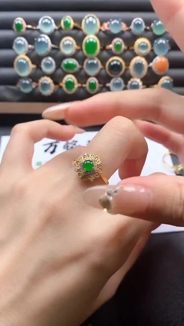 银S925镶嵌戒指翡翠51511