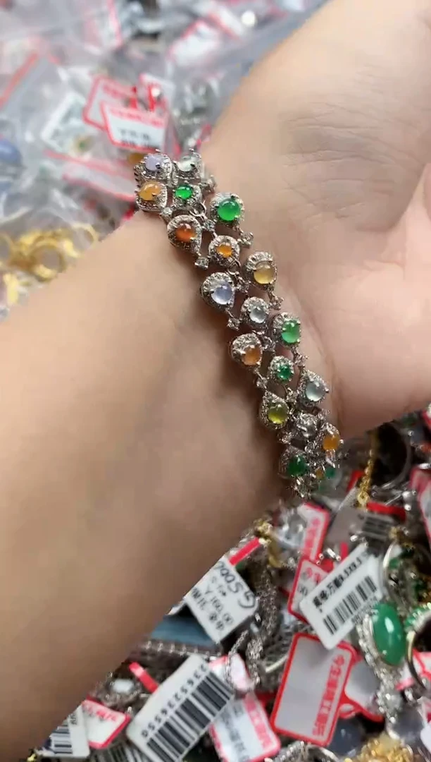 银S925镶嵌戒指翡翠天然A货缅甸翡翠