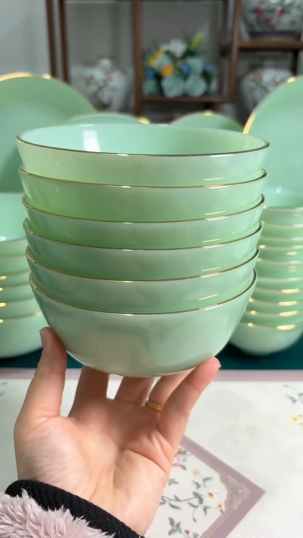 硬质细瓷 5.5英寸玉瓷碗6个口径13.8厘米