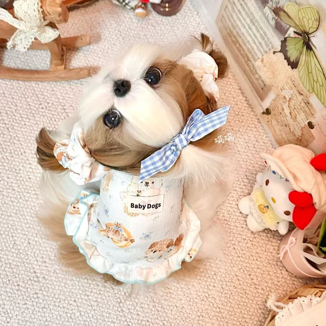 宠物衣服夏季BabyPets泡泡纱木耳边小裙子狗狗轻薄透气猫狗通穿