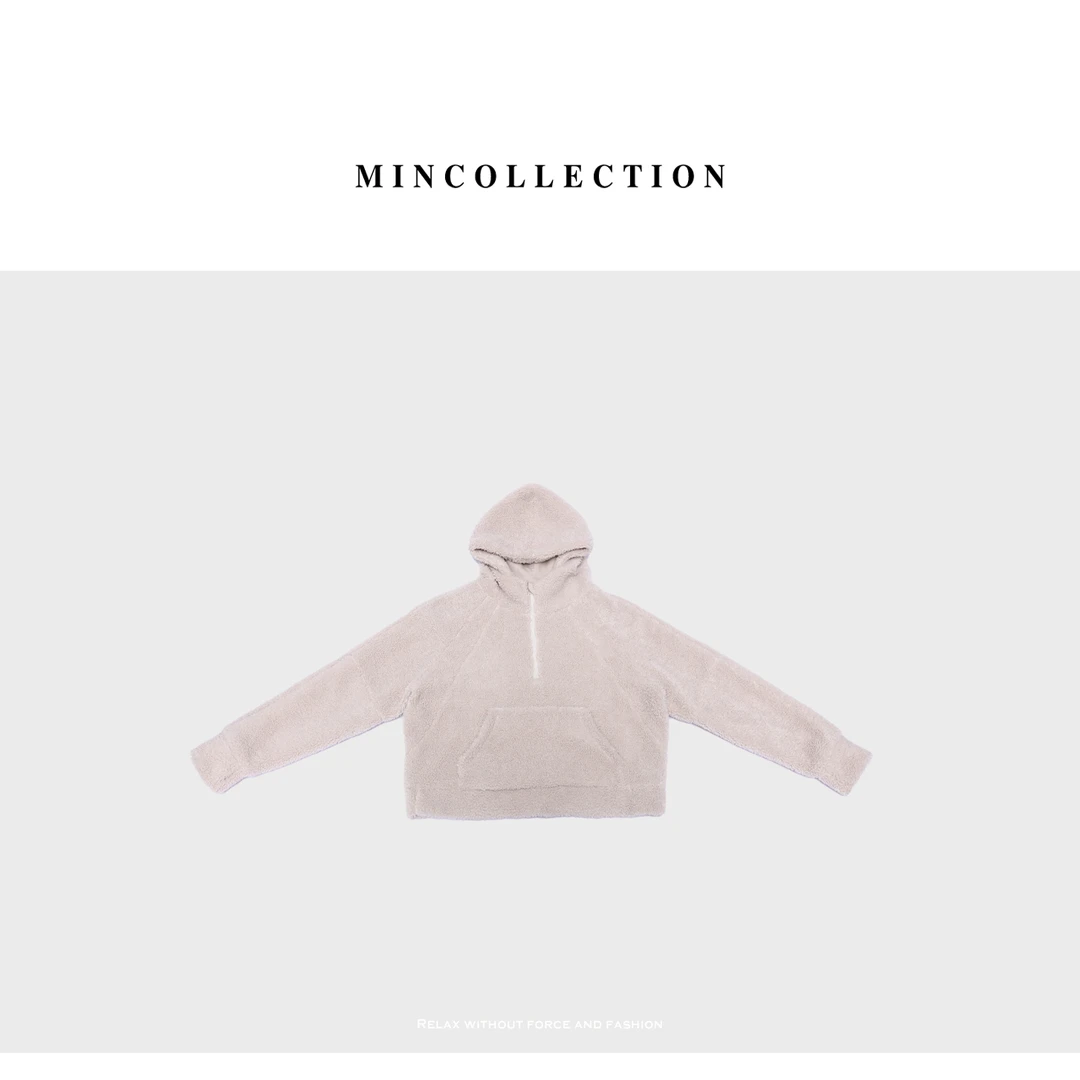 DE Mincollection拉绒套头衫/秋冬颗粒感温暖柔软连帽套头卫衣