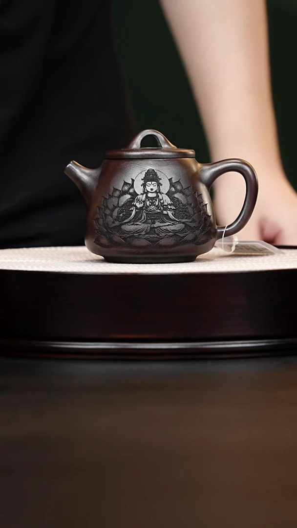 茶壶紫砂宜兴紫砂 心经高瓢铁血红砂 朱志远