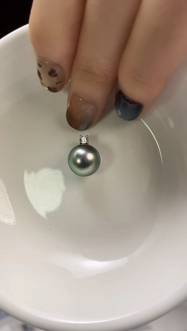 吊坠(不含链)银S925镶嵌海水珍珠大溪地黑珍珠吊坠11-12