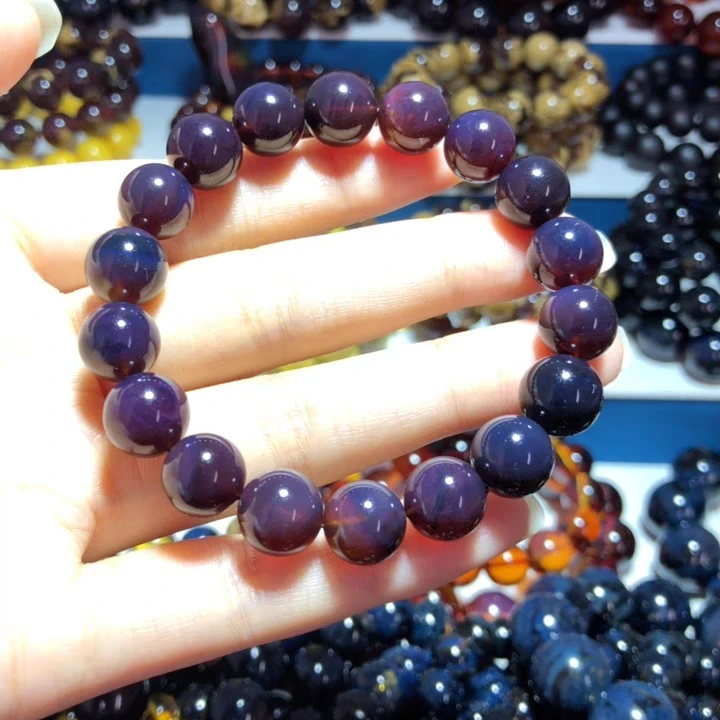 缅甸纯天然原矿黑加仑帝王紫满紫罗兰手串10+