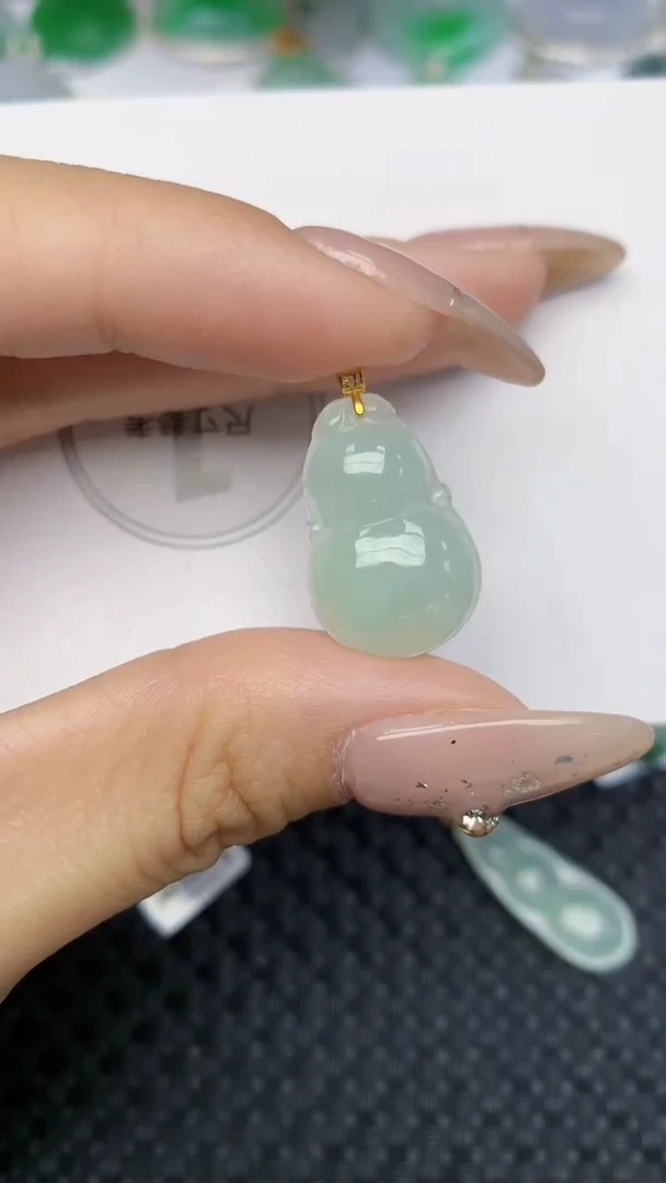 颈饰18K金镶嵌翡翠天然缅甸翡翠a货百元以上9元证书费自理