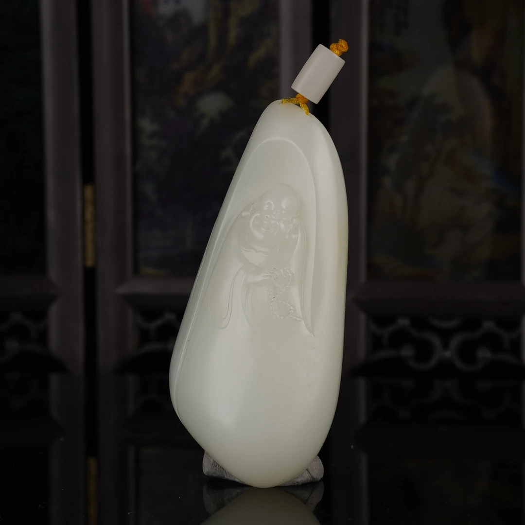 XL11457二十世纪和田玉弥勒手把