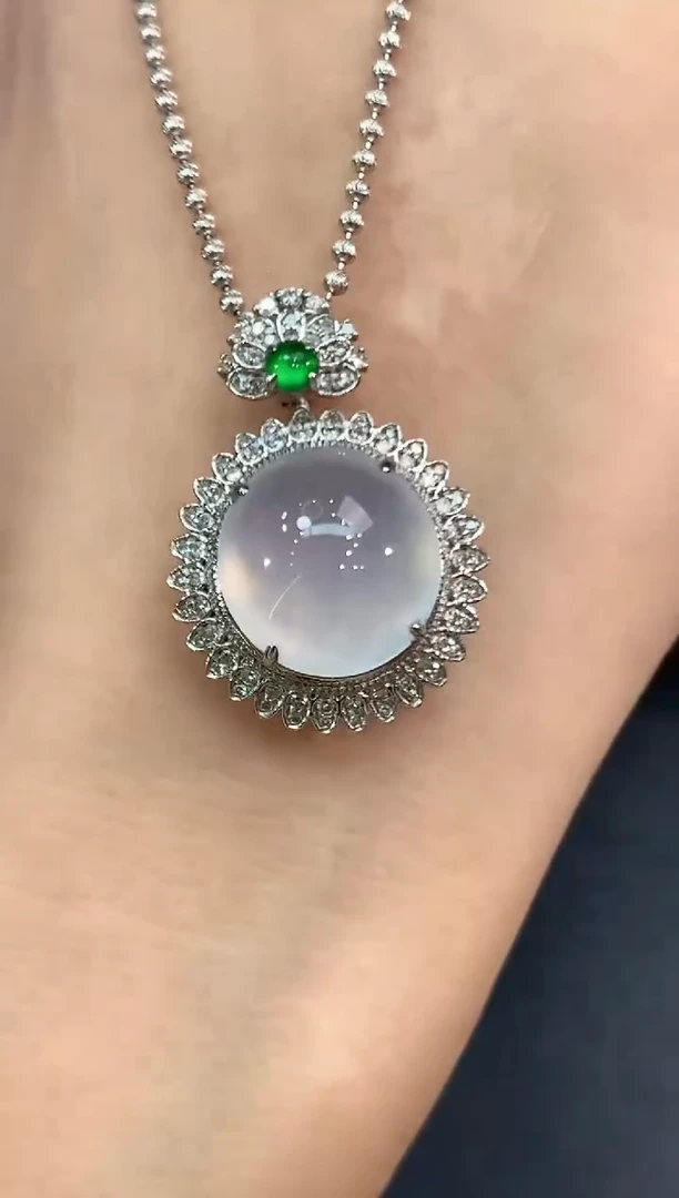 翡翠18K金镶嵌吊坠(不含链)a134