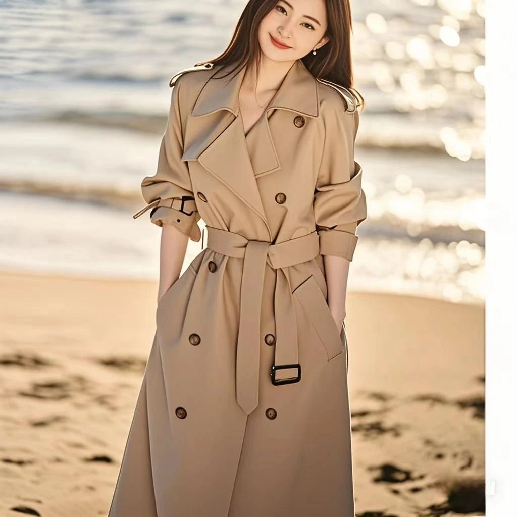 高端大牌卡其色风衣外套女春秋季英伦风2025新款中长款小个子韩系