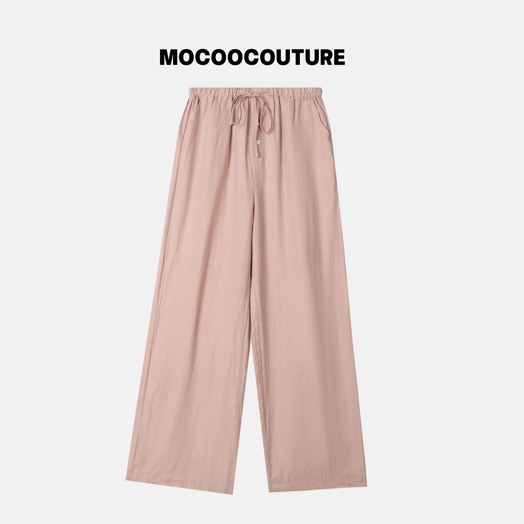 清仓 亚麻抽绳休闲阔腿裤25005【默认微瑕 no退no换 谨慎下单！】