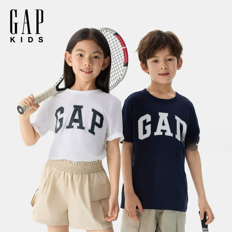 Gap男女童2025春新款印花logo纯棉时尚T恤儿童装美版DR 708370