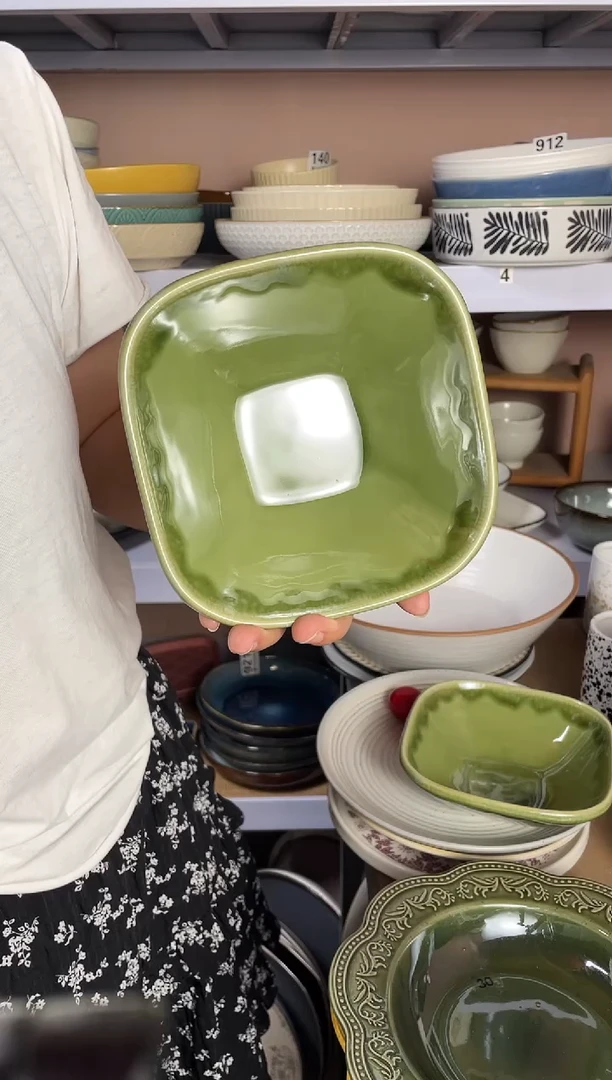 瓷微瑕（1个装）绿色方碗1个