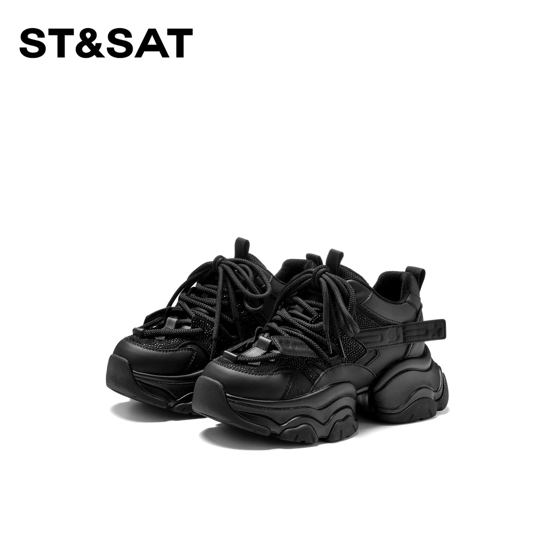 St&Sat/星期六女2024冬季新款网面时尚百搭加绒老爹鞋SSC411DCWV