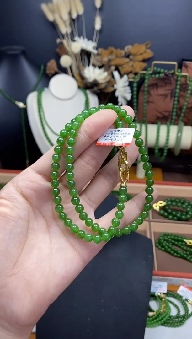 【闪购商品】和田玉（碧玉）颈饰未镶嵌6微点色好锁骨链