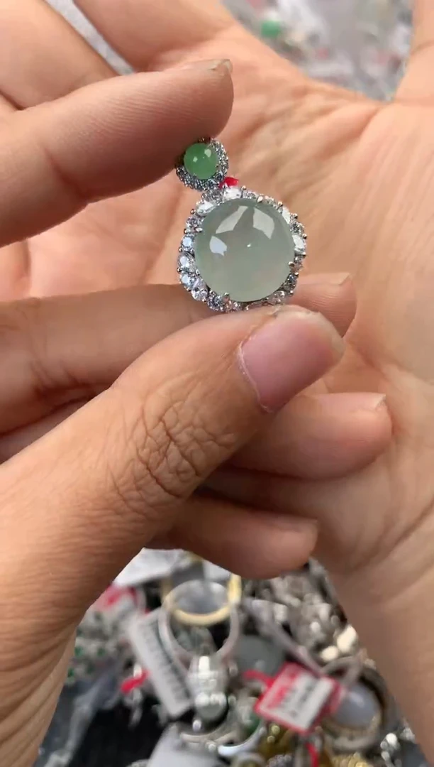 银S925镶嵌戒指翡翠10                3
