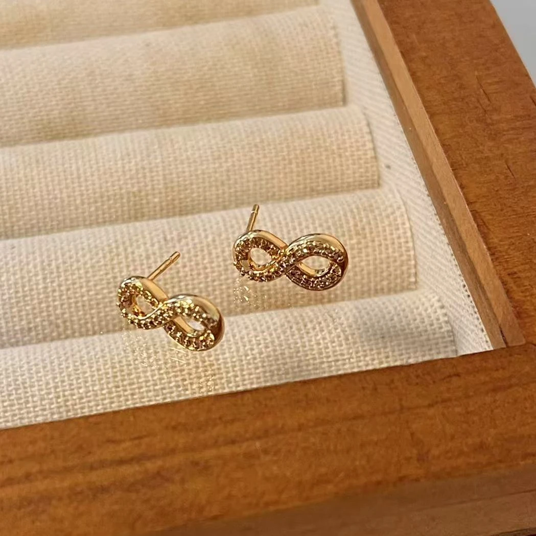 合金耳饰 日常 节日幸运数8字耳钉耳饰