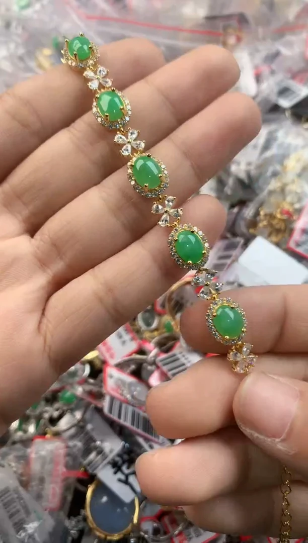 银S925镶嵌戒指翡翠3333----5