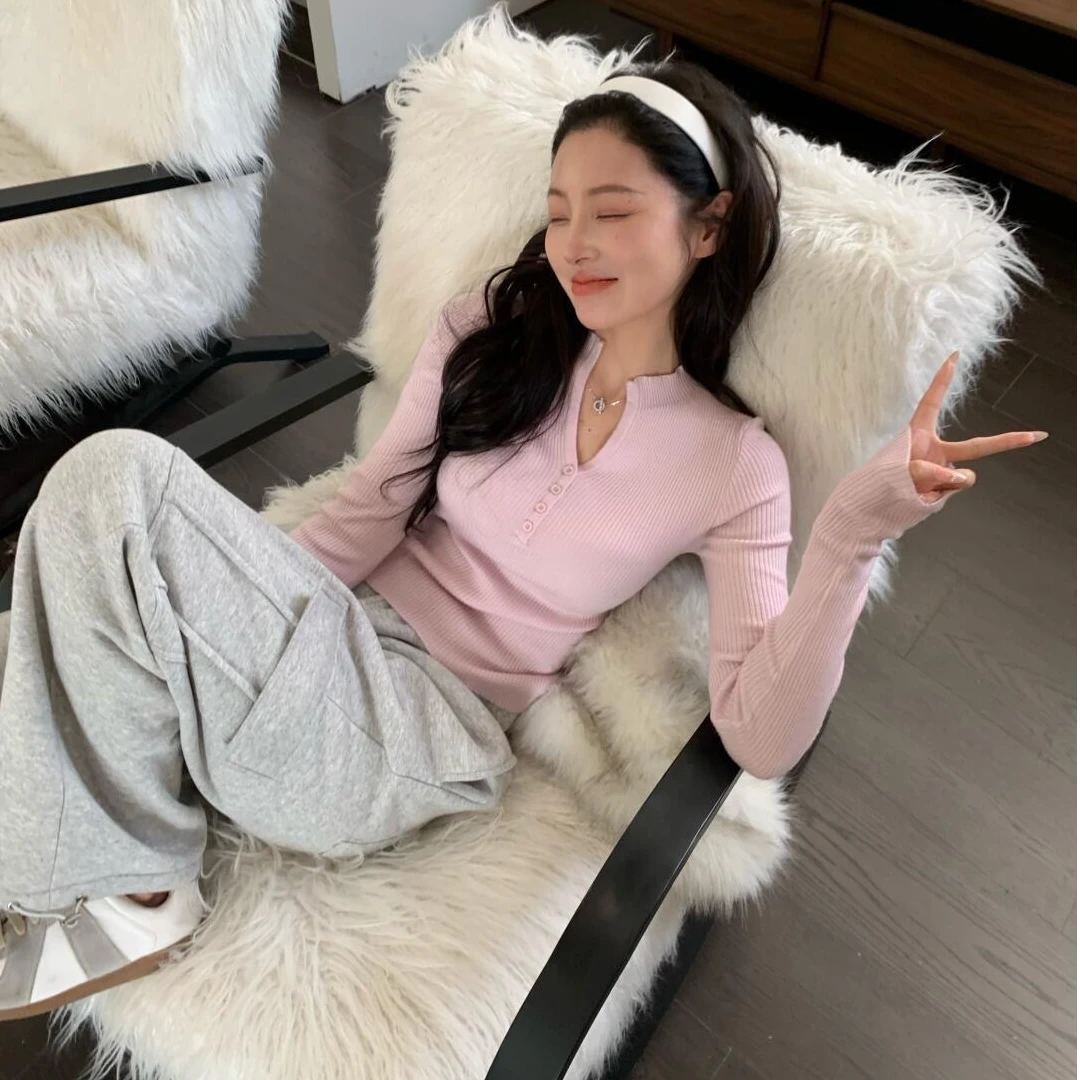 春秋套装新款韩系简约通勤慵懒高级感针织长袖上衣显瘦休闲裤子女