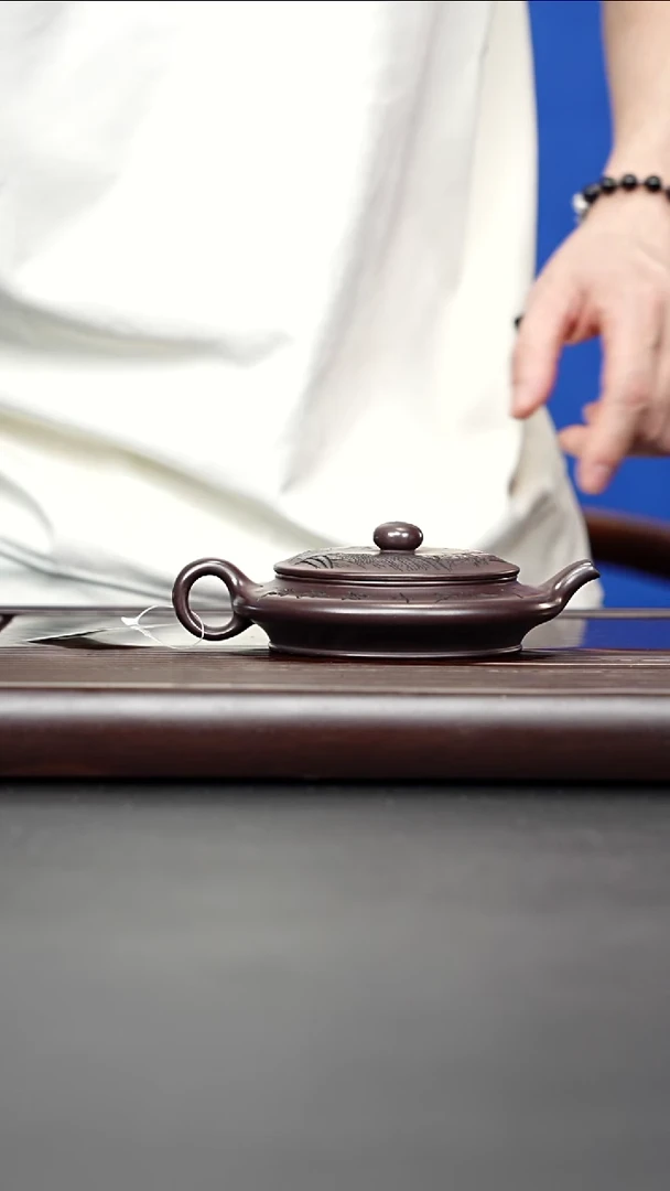 紫砂壶宜兴紫砂 虚扁龙山古乌泥 李传荣 263