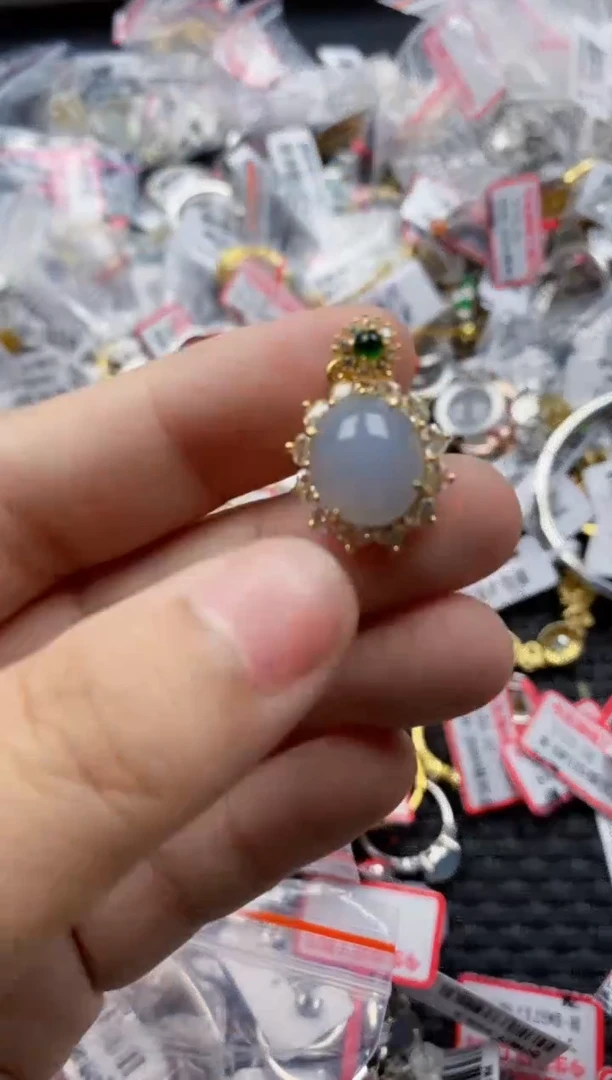 翡翠戒指银S925镶嵌9999---6