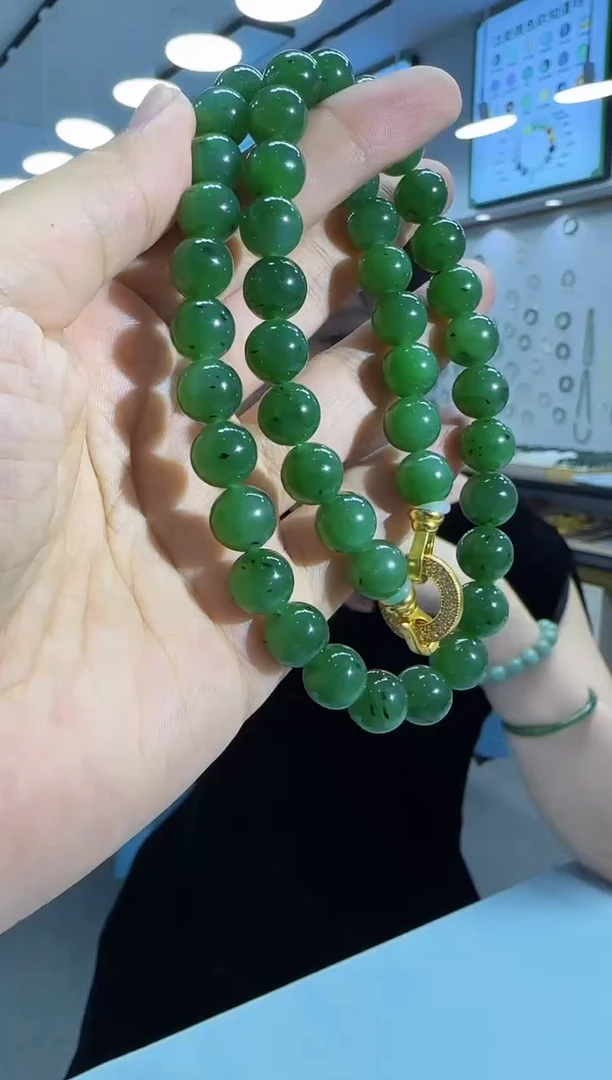 和田玉未镶嵌颈饰10mm碧玉仙女链