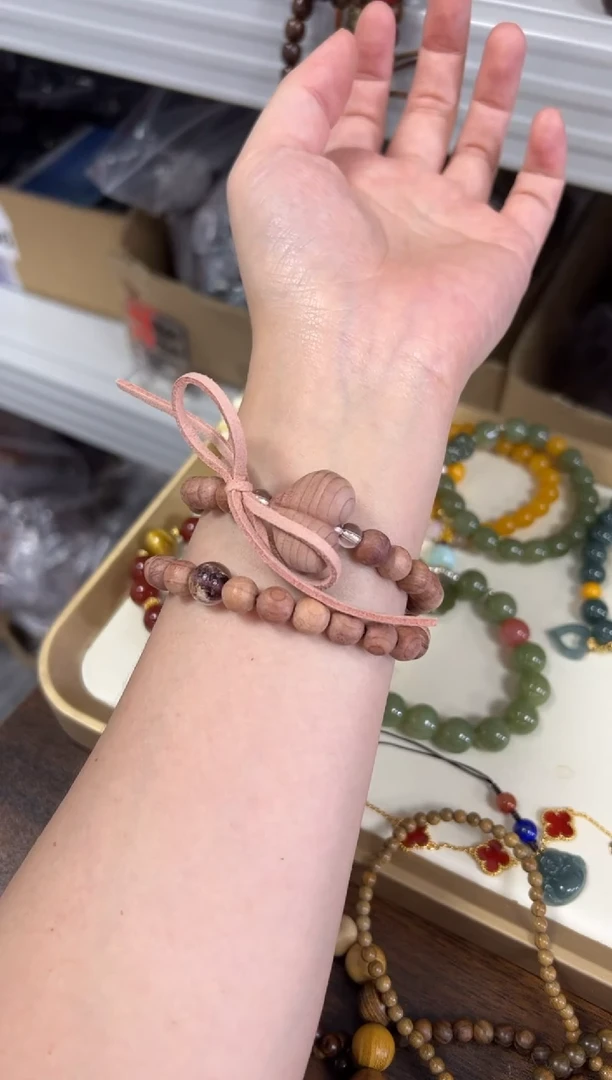 柏木手串/手链血柏木屁桃设计款双圈手链[0291]