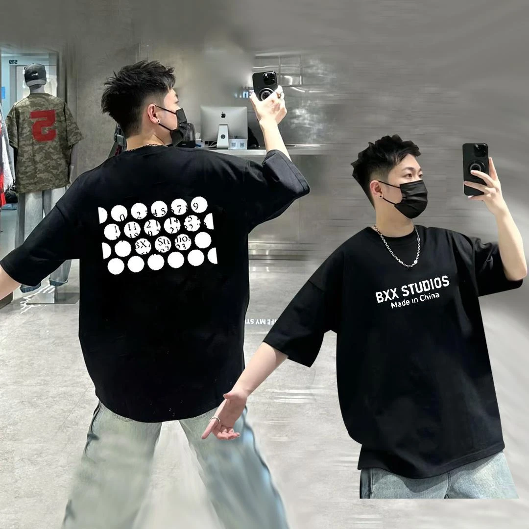 【GoGoMart】重磅300gT恤男女同款潮流百搭 发泡BXX数字